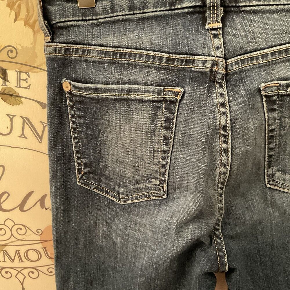 Seven For All Mankind The High Waist Jeans Blue Denim Med Wash Raw Hem Size 26 - Picture 8 of 14